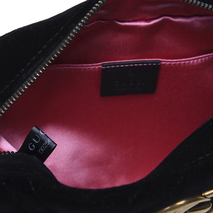 Gucci Velvet Matelasse Small GG Marmont Chain Shoulder Bag Black 9 of 15