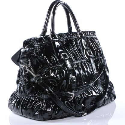 Prada Vernice Gaufre Tote Black 3 of 8