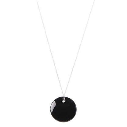 Tiffany Sterling Silver Black Jade Elsa Peretti Disc Pendant Necklace 1 of 9