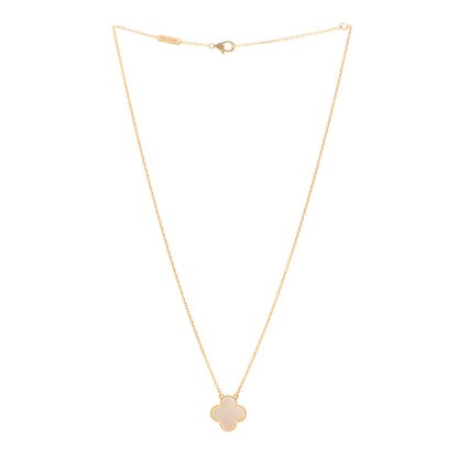 Van Cleef & Arpels 18K Yellow Gold Mother of Pearl Vintage Alhambra Pendant Necklace 3 of 5