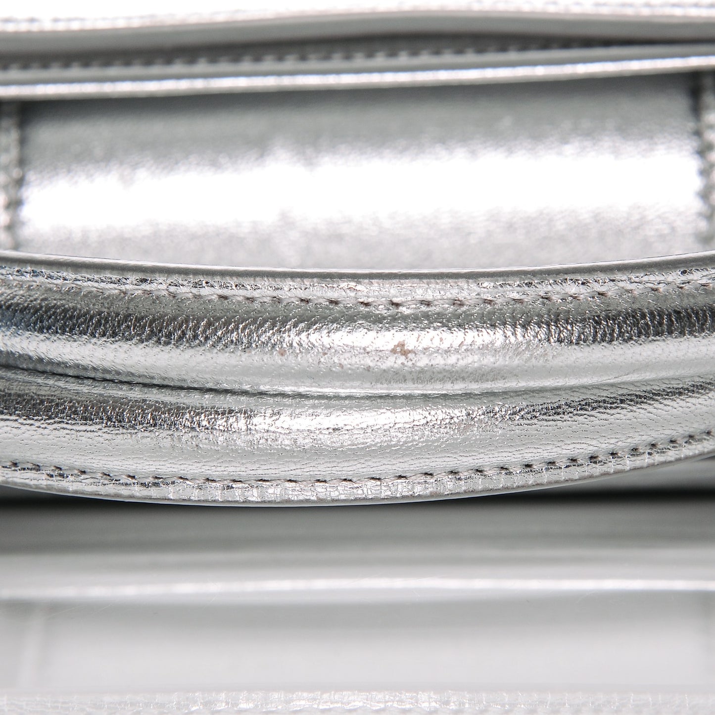 Metallic Grained Calfskin Medium Diorever Flap Silver