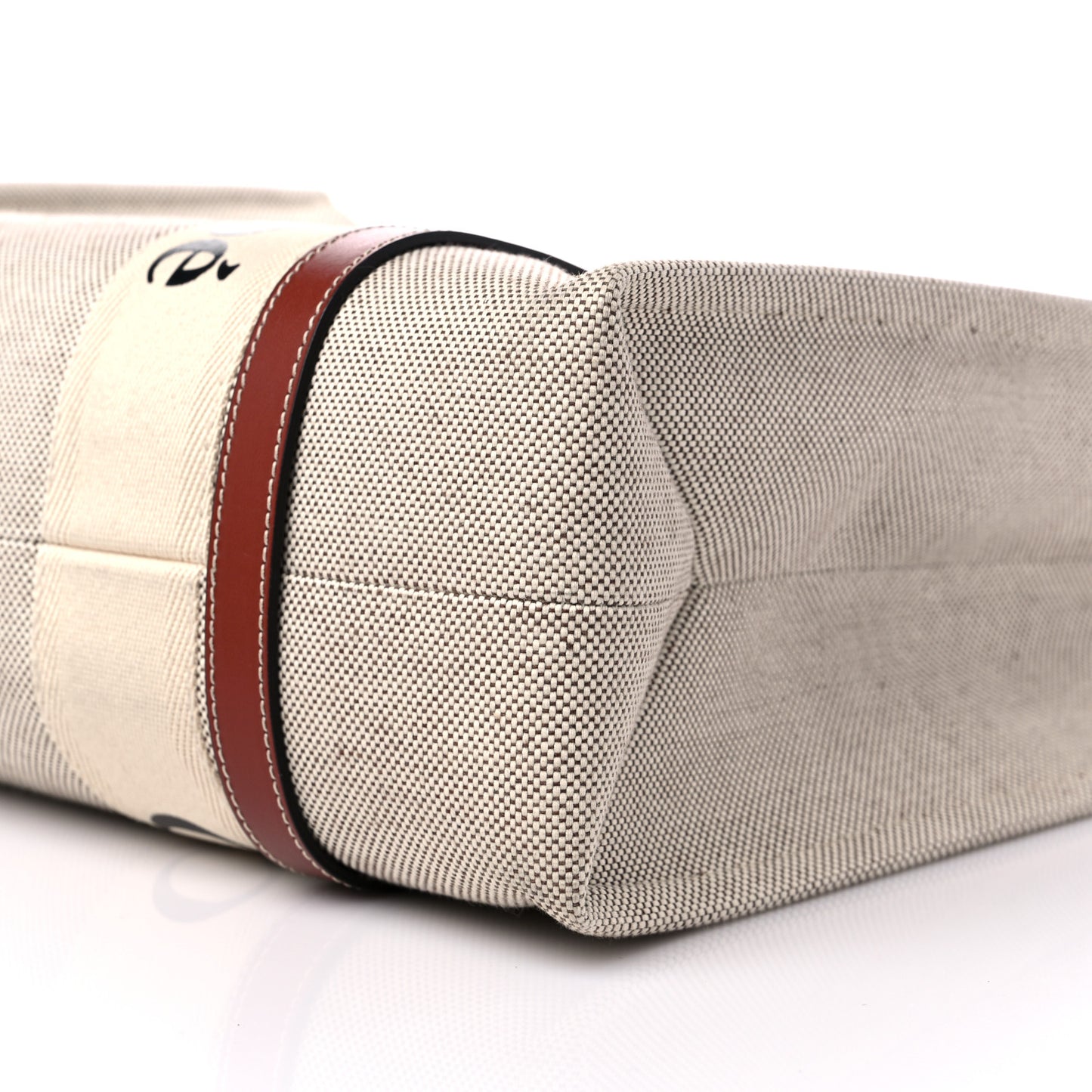 Cotton Calfskin Medium Woody Ribbon Tote White Brown