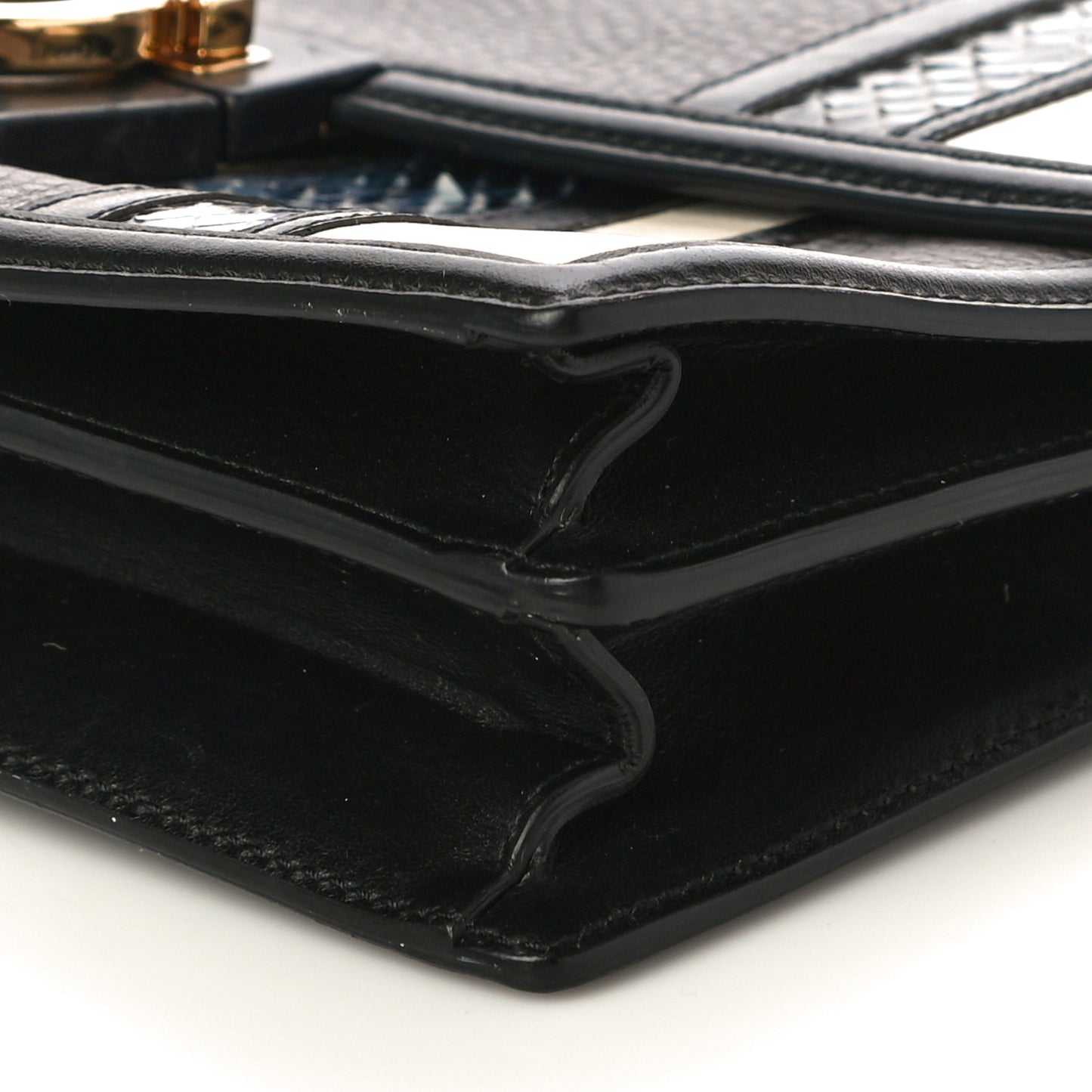 Pebbled Calfskin Watersnake Patchwork Aileen Bag Grey Blue Black