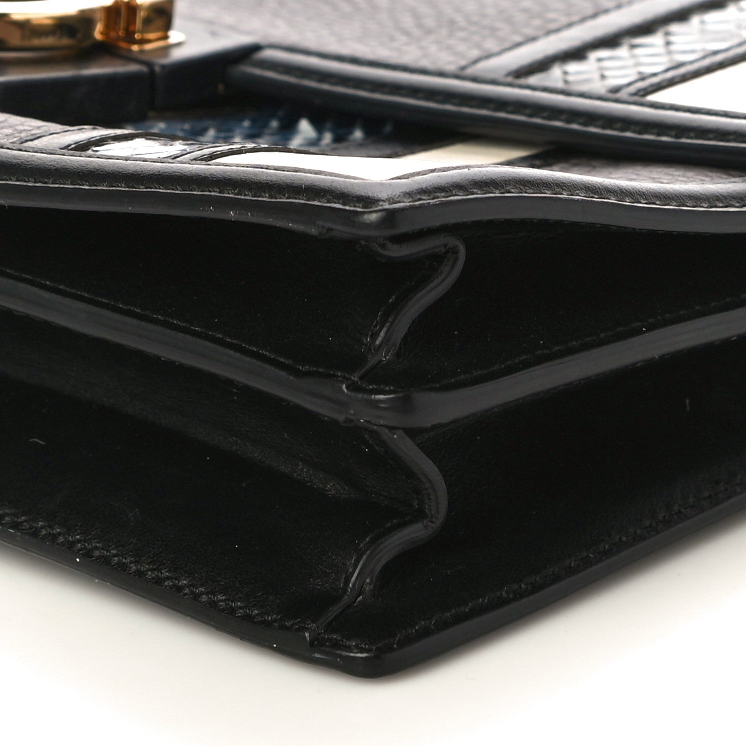 Salvatore Ferragamo Pebbled Calfskin Watersnake Patchwork Aileen Bag Grey Blue Black 6 of 9