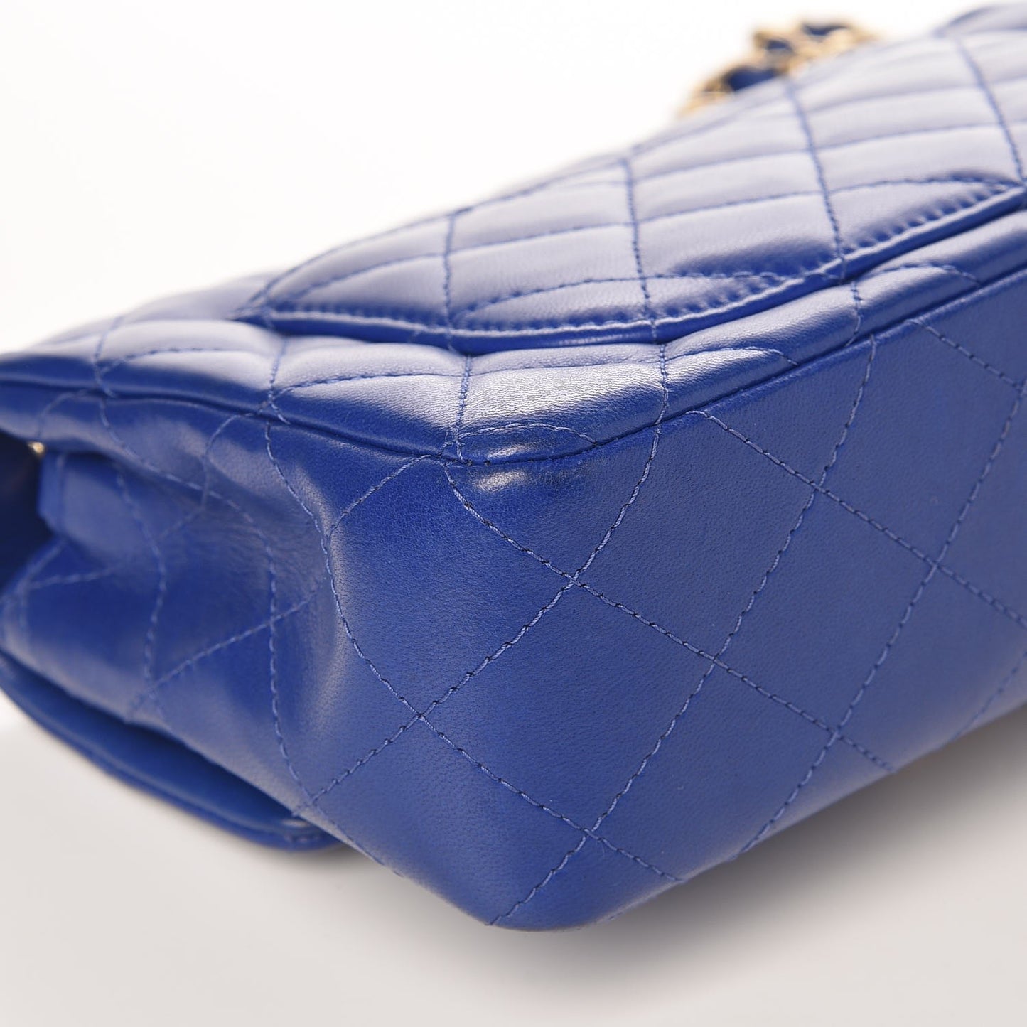 Lambskin Quilted Mini Rectangular Flap Dark Blue