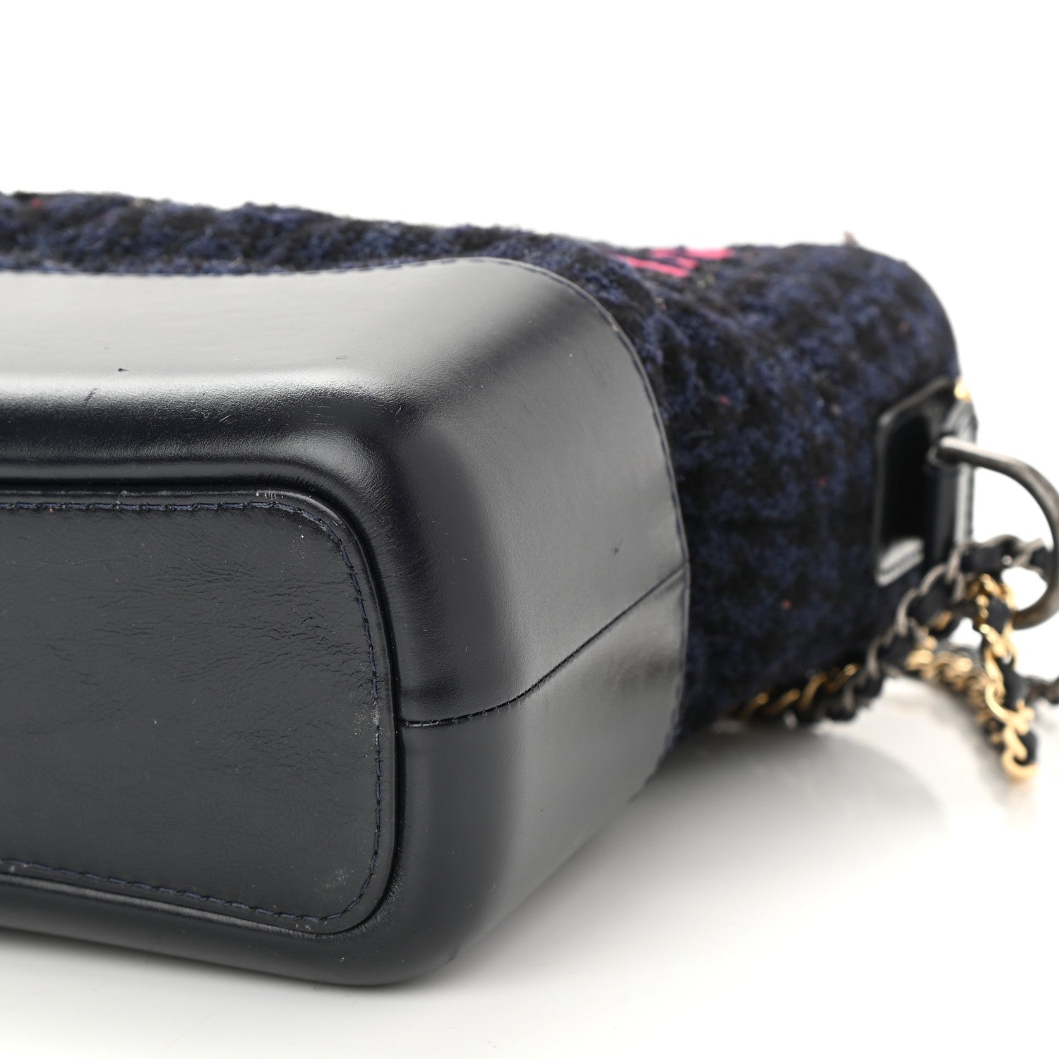 Chanel Tweed Calfskin Quilted Medium Gabrielle Hobo Black Blue 6 of 10