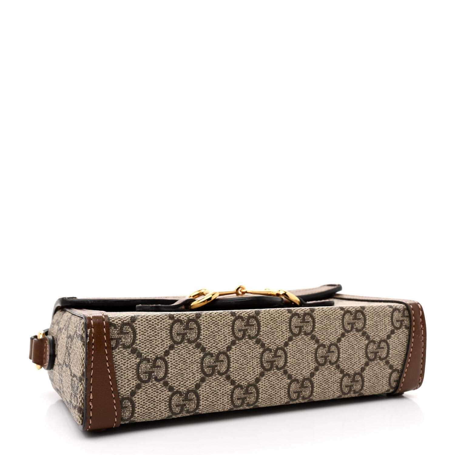 Gucci GG Supreme Monogram Mini Horsebit 1955 Shoulder Bag Beige Brown Sugar 4 of 14