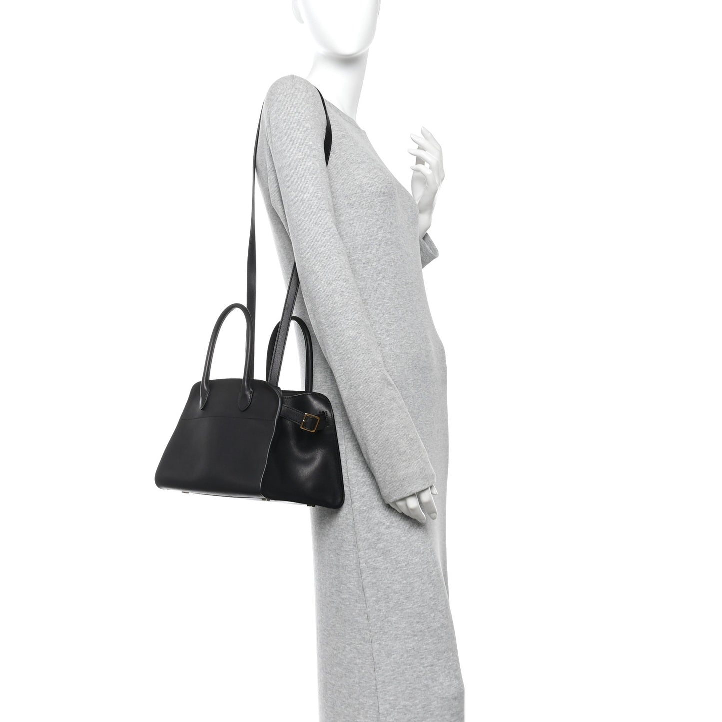 Polished Saddle Calfskin Soft Margaux 10 Bag Black