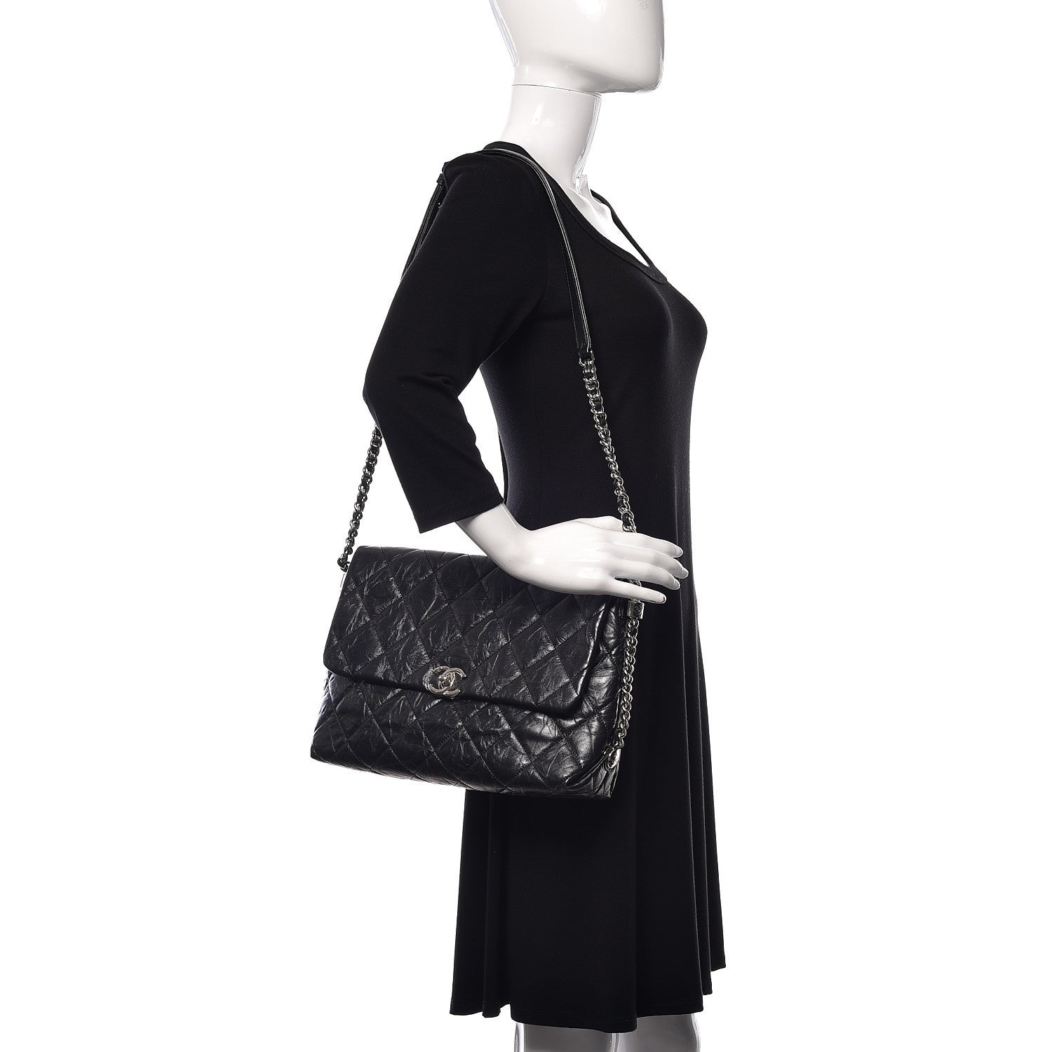 Chanel Crackled Aged Calfskin Big Bang Flap Black 2 of 10