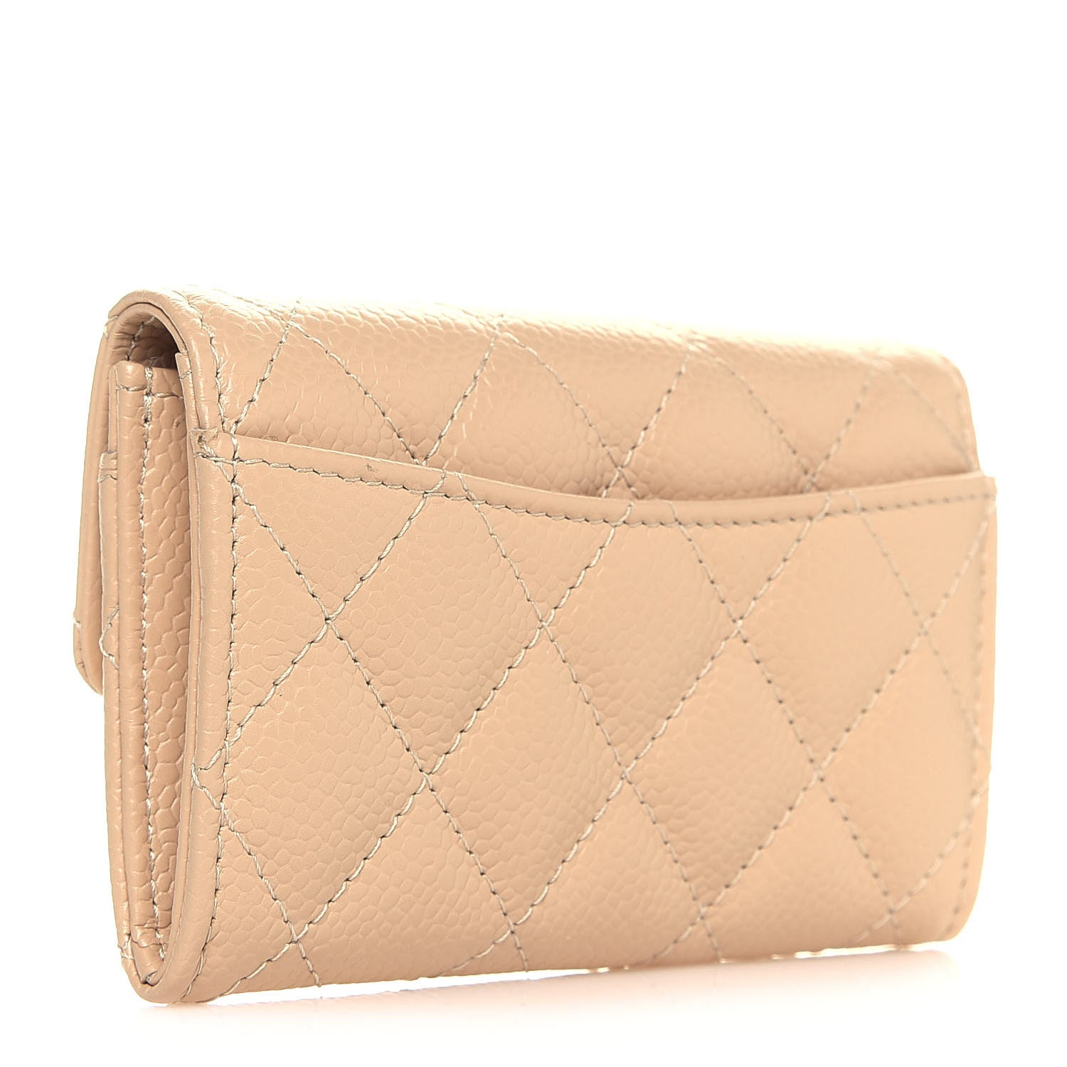 Chanel Caviar Quilted Flap Card Holder Wallet Beige 3 of 15