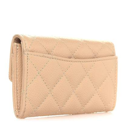 Chanel Caviar Quilted Flap Card Holder Wallet Beige 3 of 15