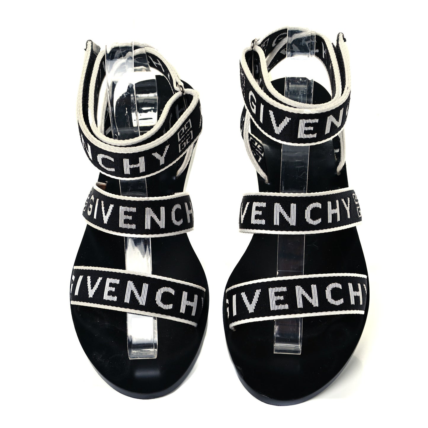 Grosgrain Cross Logo Ankle Strap Sandals 36.5 Black White