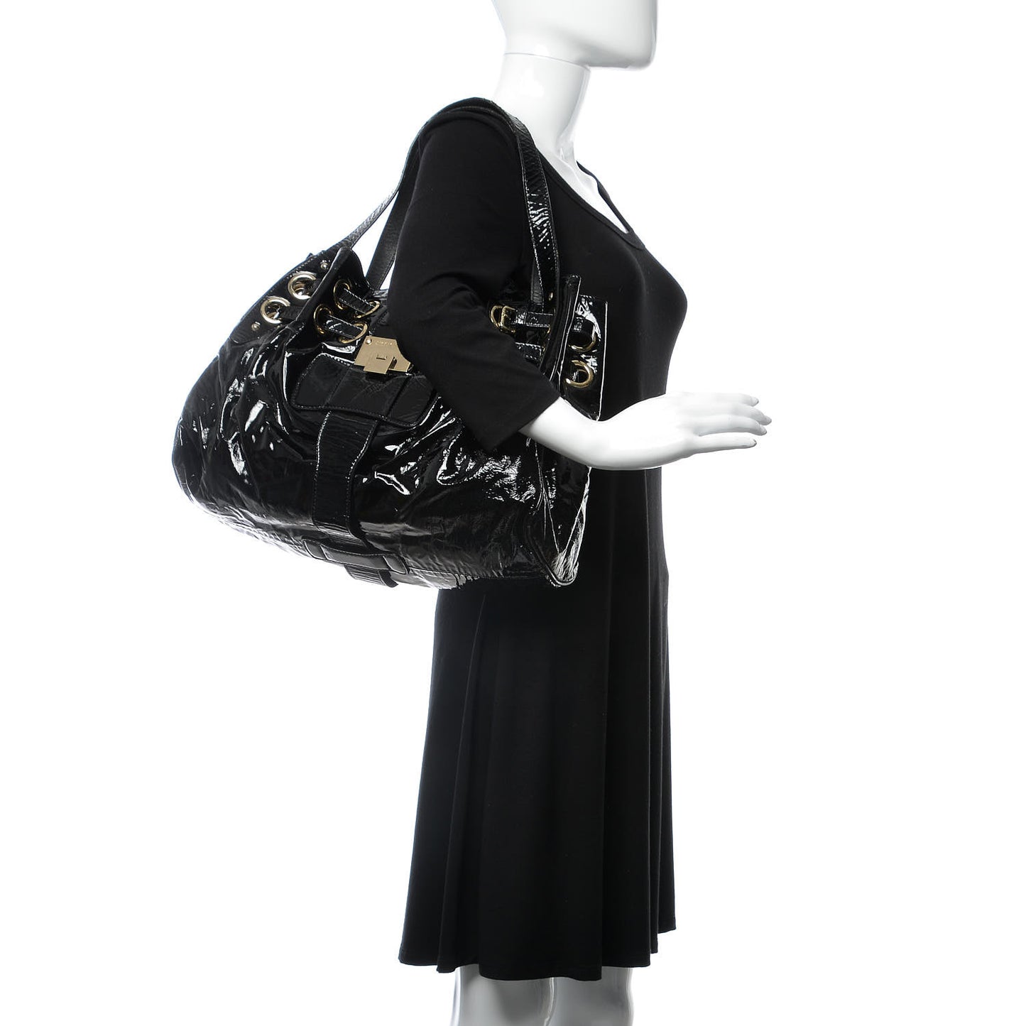 Crushed Patent Ramona Black