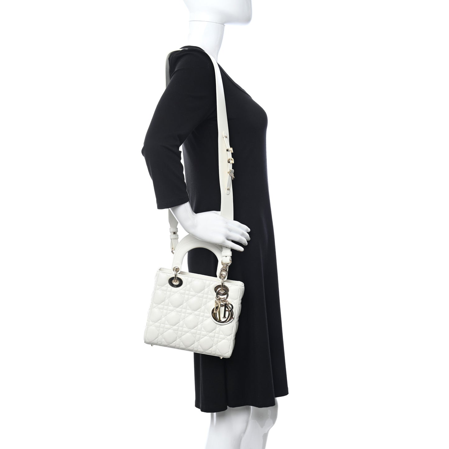 Lambskin Cannage Small My ABCDior Lady Dior White