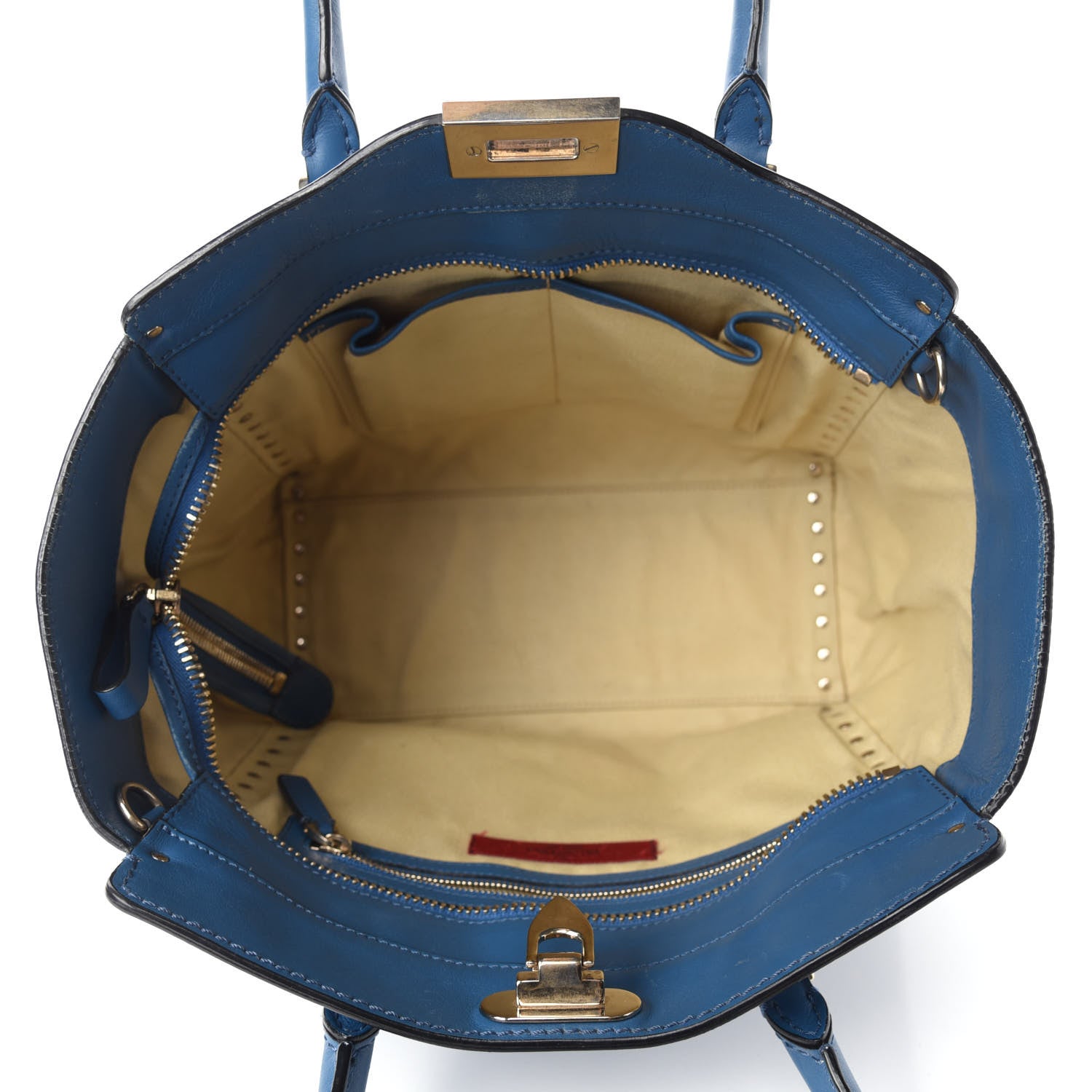 Valentino Garavani Vitello Rockstud Double Handle Tote Peacock 6 of 11