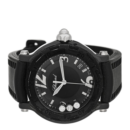 Chopard Stainless Steel Ceramic Rubber 3 Diamond 38mm Happy Sport Quartz Watch Black 2 of 4