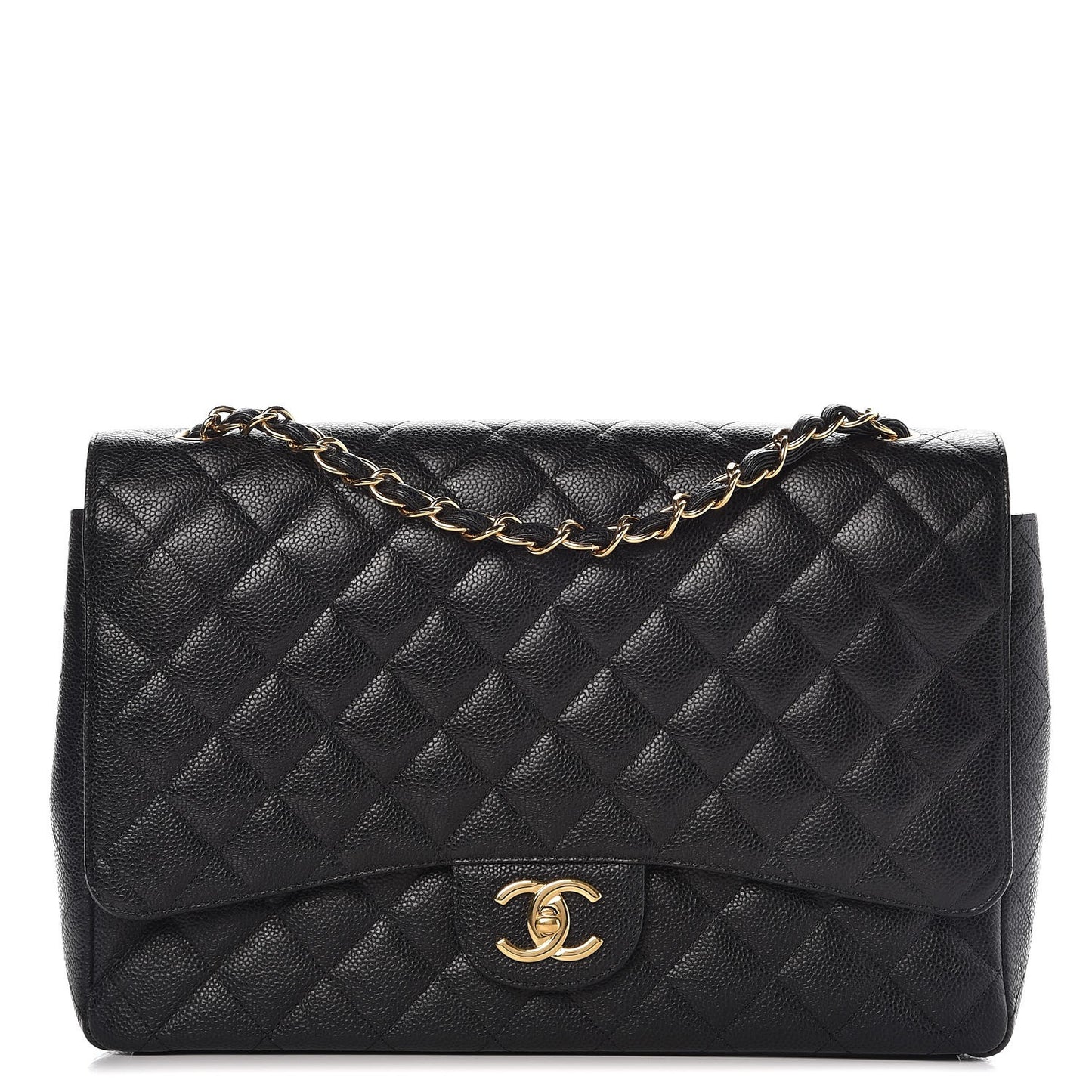 Caviar Quilted Maxi Double Flap Black