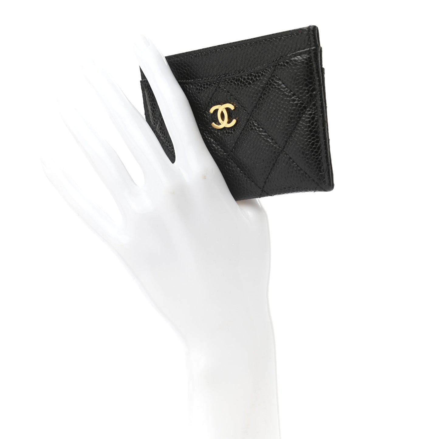 Caviar Quilted Card Holder Black