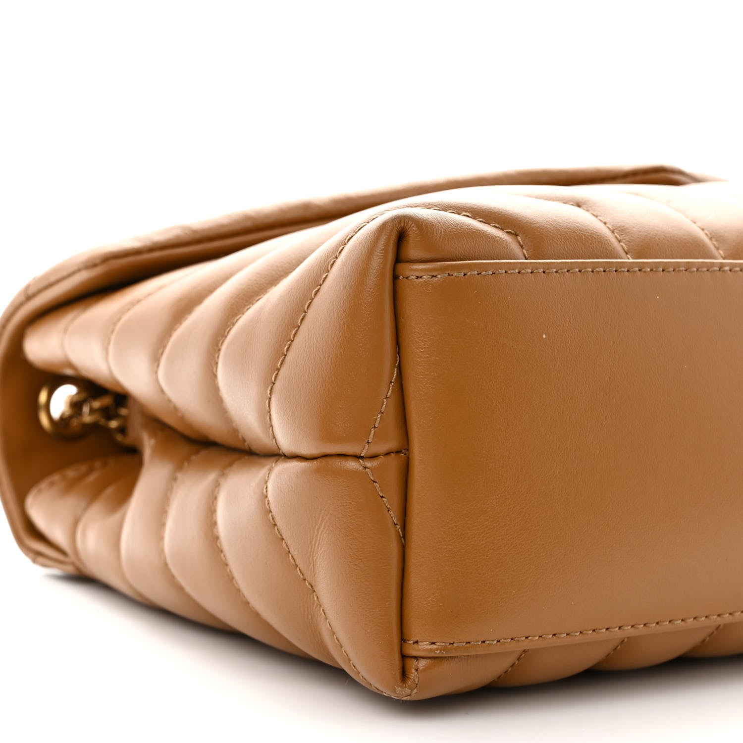 Saint Laurent Calfskin Y Quilted Monogram Small Loulou Chain Satchel Dark Natural 9 of 10