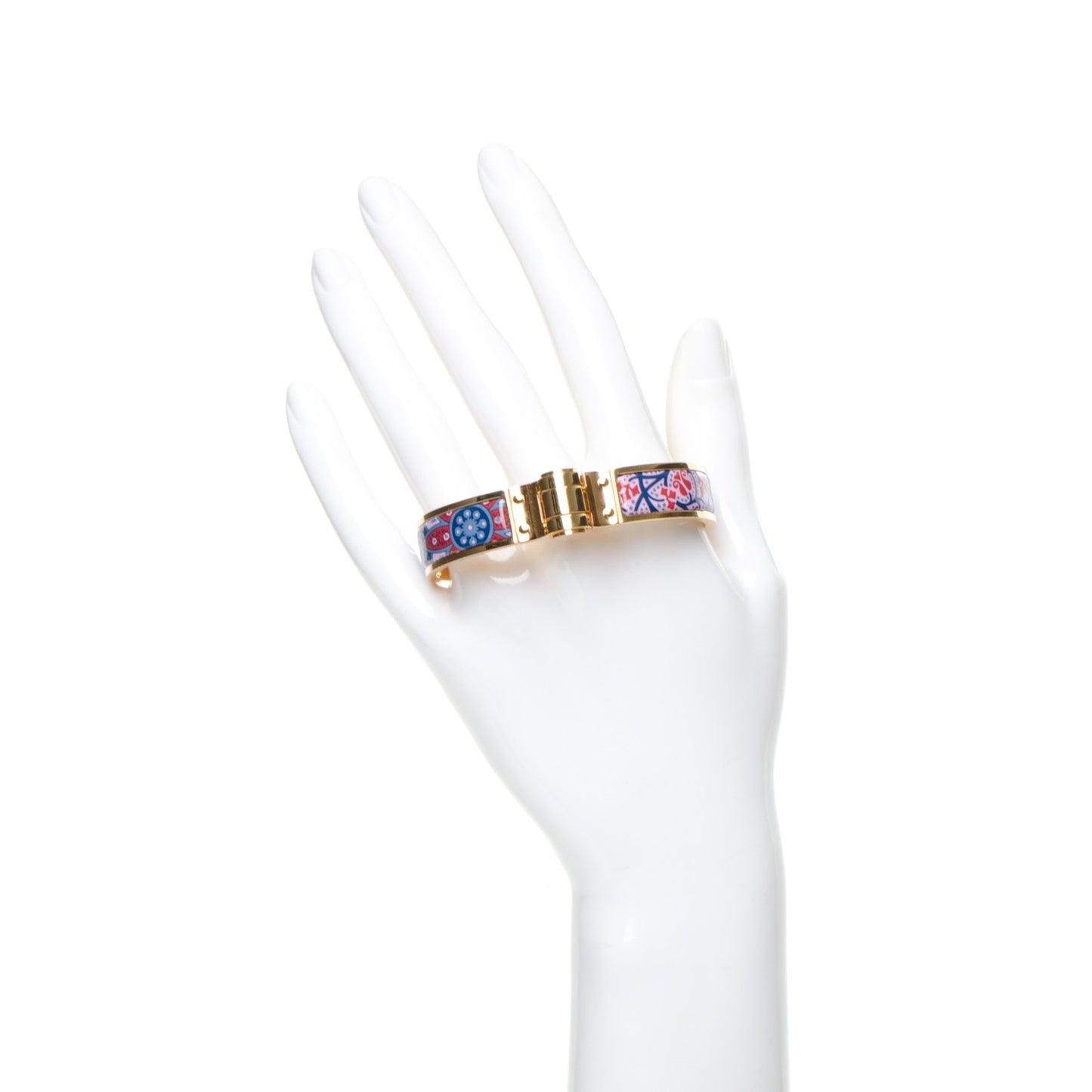 Enamel Printed Narrow Cachemire Fleuri Hinged Bracelet S Surnaturel