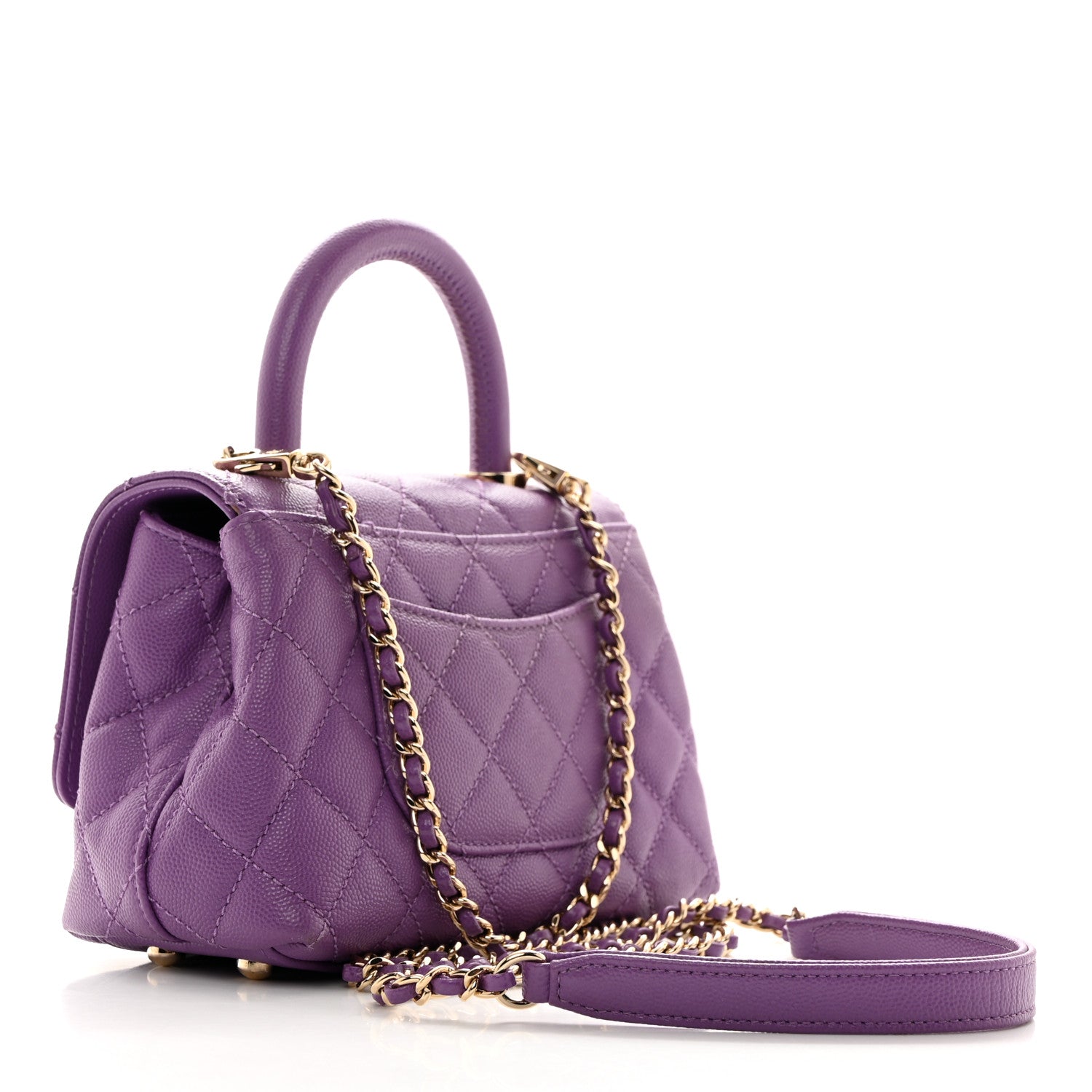 Chanel Caviar Quilted Extra Mini Coco Handle Flap Purple 3 of 10