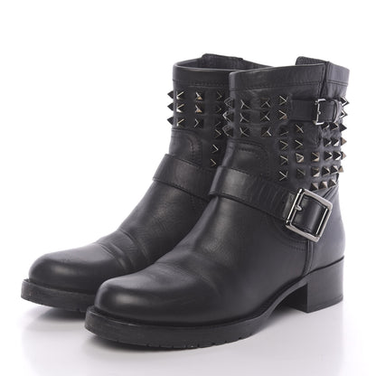 Valentino Garavani Calfskin Rockstud 30mm Biker Boots 38.5 Black 3 of 9