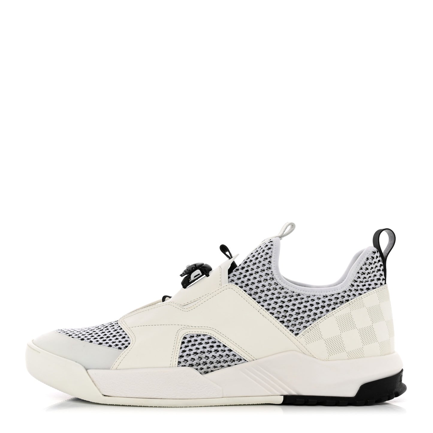 Mesh Calfskin Damier Embossed Fuel Power Sneakers 11 White