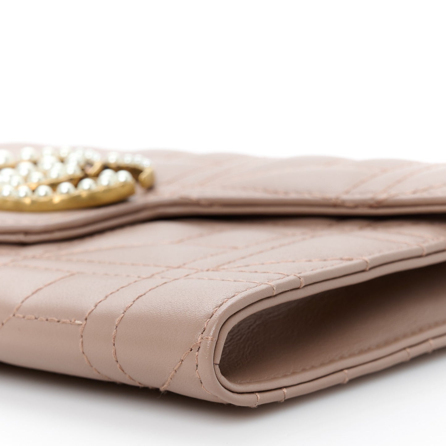 Calfskin Matelasse Mini Pearly GG Marmont Chain Wallet Porcelain Rose