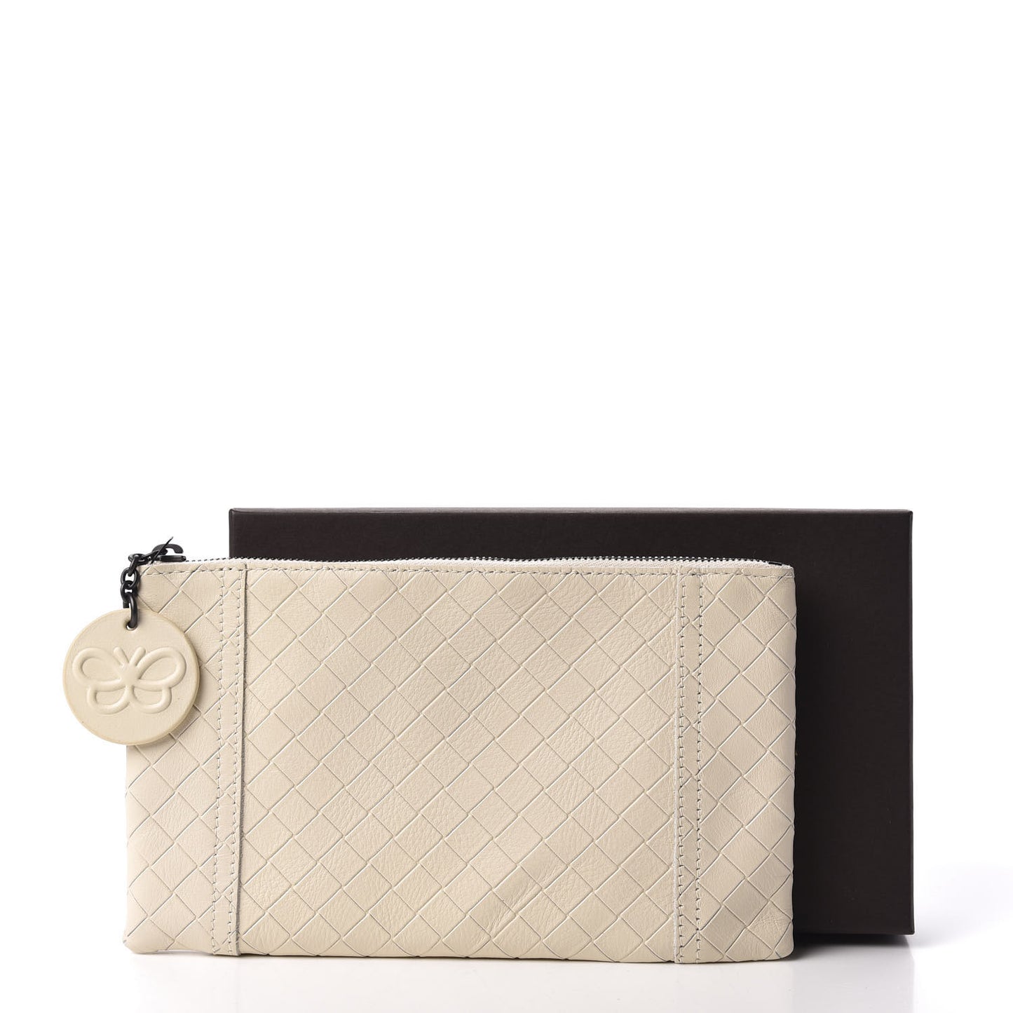 Calfskin Intrecciomirage Butterfly Cosmetic Pouch Colonial