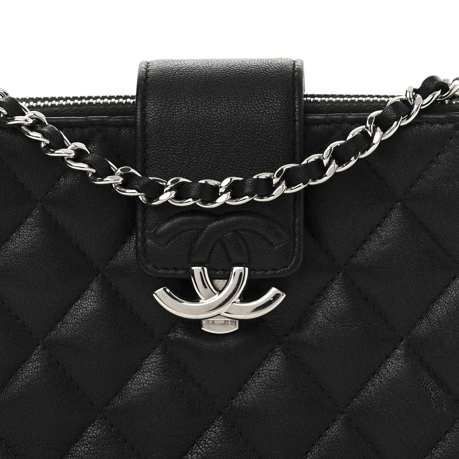 Chanel Lambskin Quilted CC Box Clutch With Chain Black 12 of 17