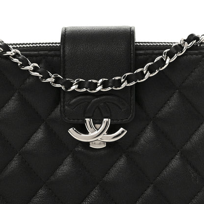 Chanel Lambskin Quilted CC Box Clutch With Chain Black 12 of 17