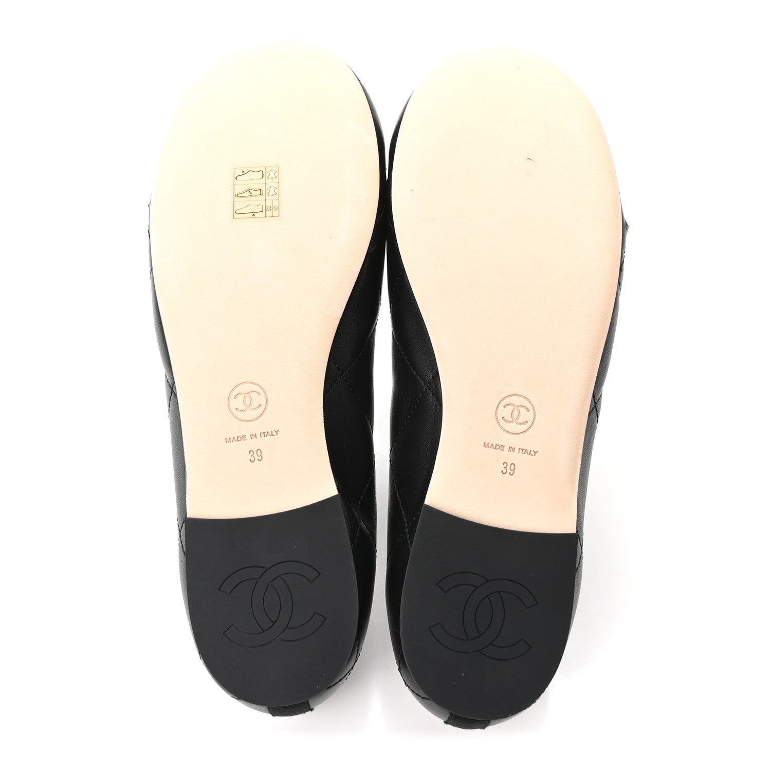 Chanel Lambskin Quilted CC Cambon Ballet Flats 39 Black White 6 of 10
