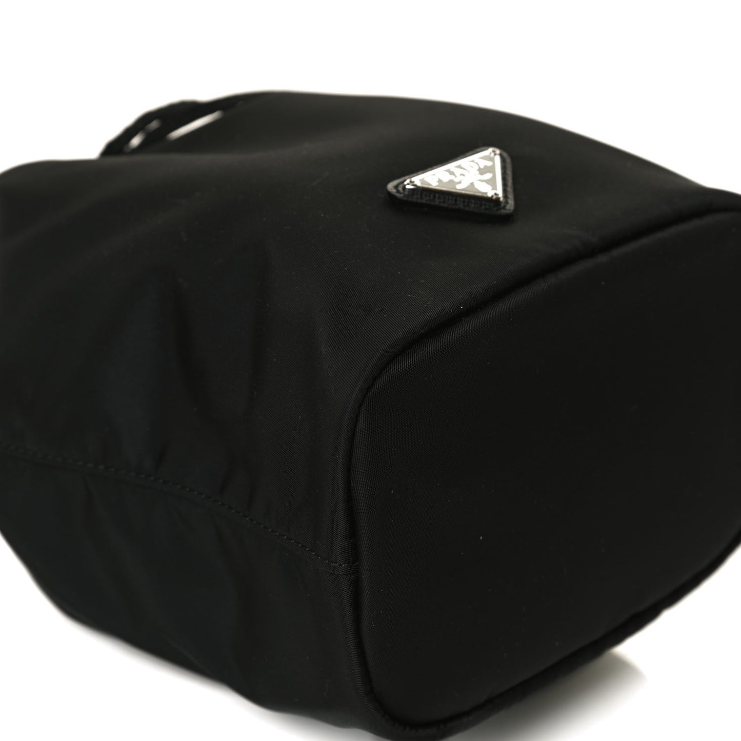 Saffiano Tessuto Nylon Vela Bucket Wristlet Black