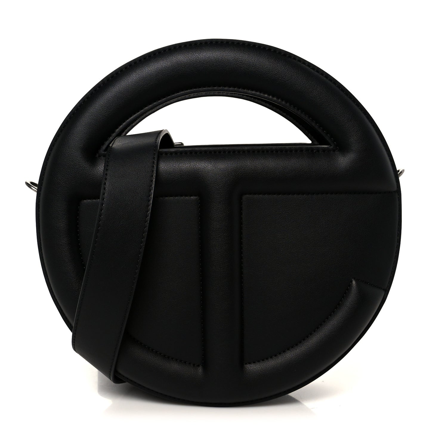 Vegan Leather Round Circle Bag Black