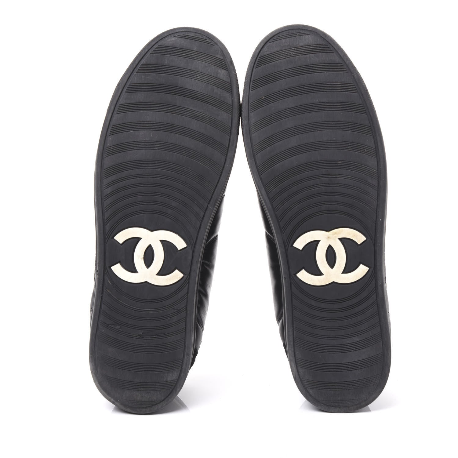 Chanel Suede Calfskin Womens CC Sneakers 41 Black 5 of 8