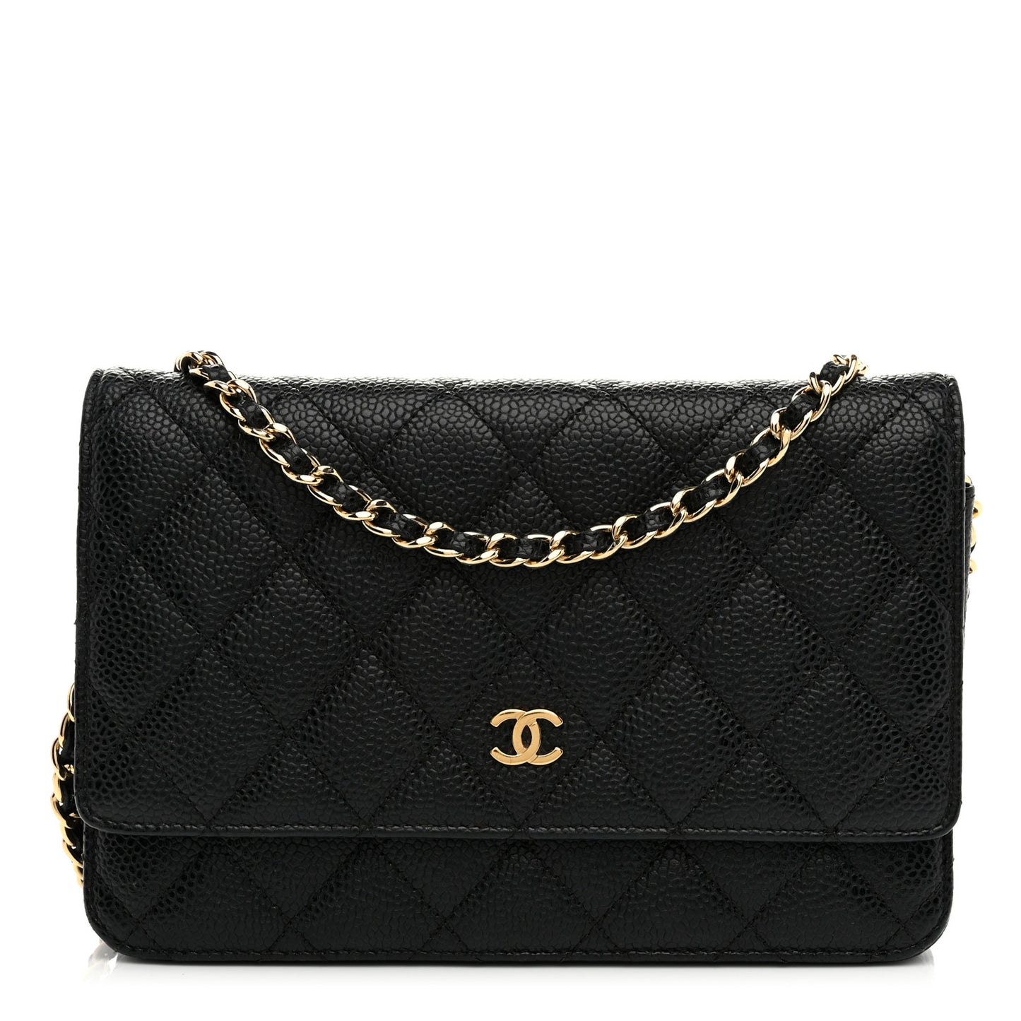 Caviar Quilted Wallet on Chain WOC Black