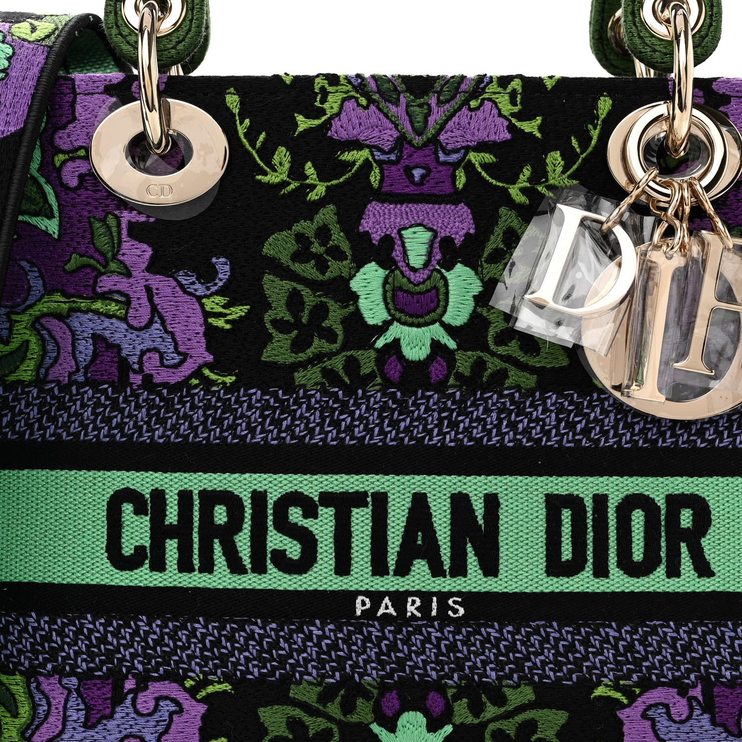 Christian Dior Canvas Embroidered Indian Purple Medium Lady D-Lite Multicolor 7 of 9