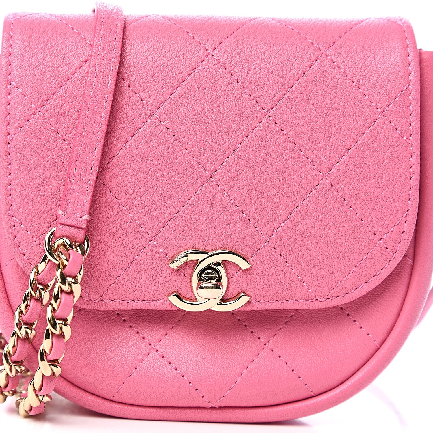 Chanel Goatskin Stitched Casual Trip Messenger Flap Pink 9 of 9