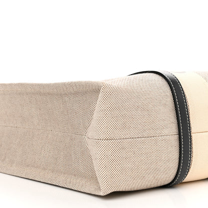 Chloe Cotton Calfskin Large Woody Ribbon Tote White Black 9 of 10