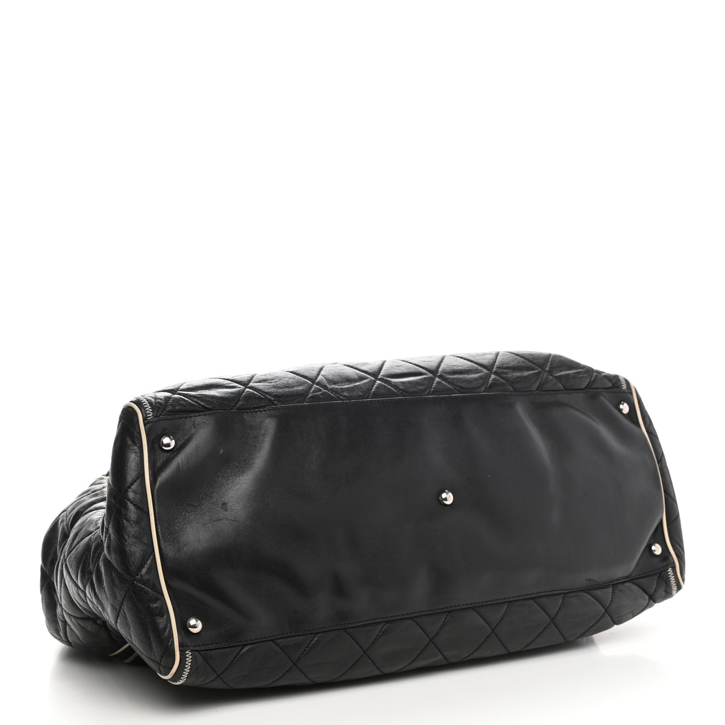 Lambskin Quilted Large East West Tote Black