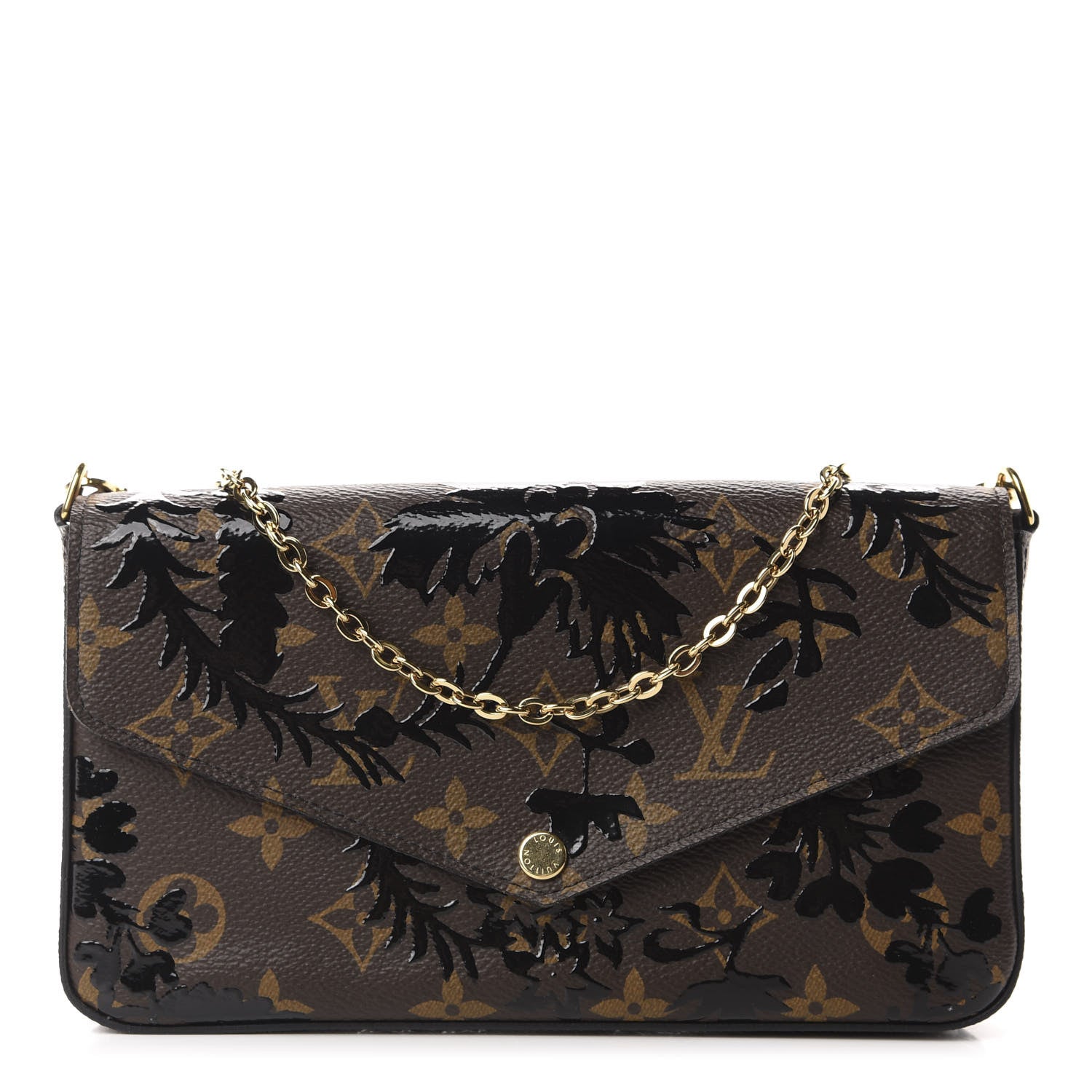 Louis Vuitton Monogram Blossom Pochette Felicie Chain Wallet Black 1 of 10