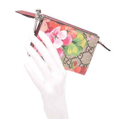 Gucci GG Supreme Monogram Blooms Key Ring Coin Case Beige Multicolor Dry Rose 2 of 7