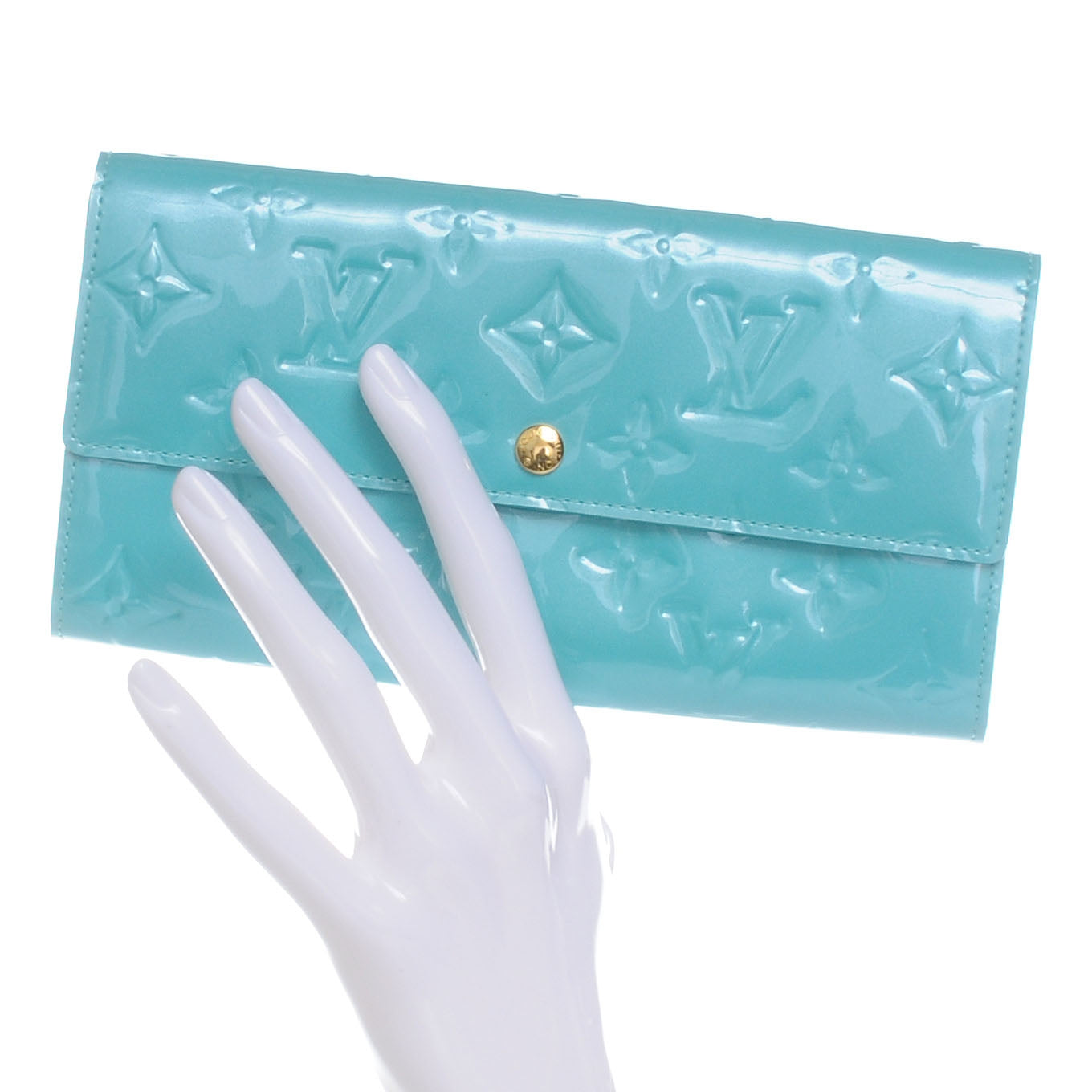 Louis Vuitton Vernis Sarah Wallet Blue Lagon 2 of 8