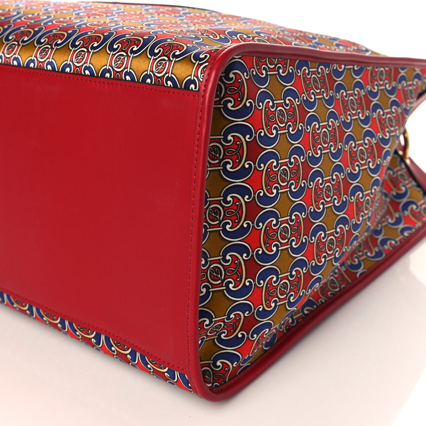 Fabric Grille Royale Print Stamp Patch Large Runaway Shopper Tote Red Blue Strawberry