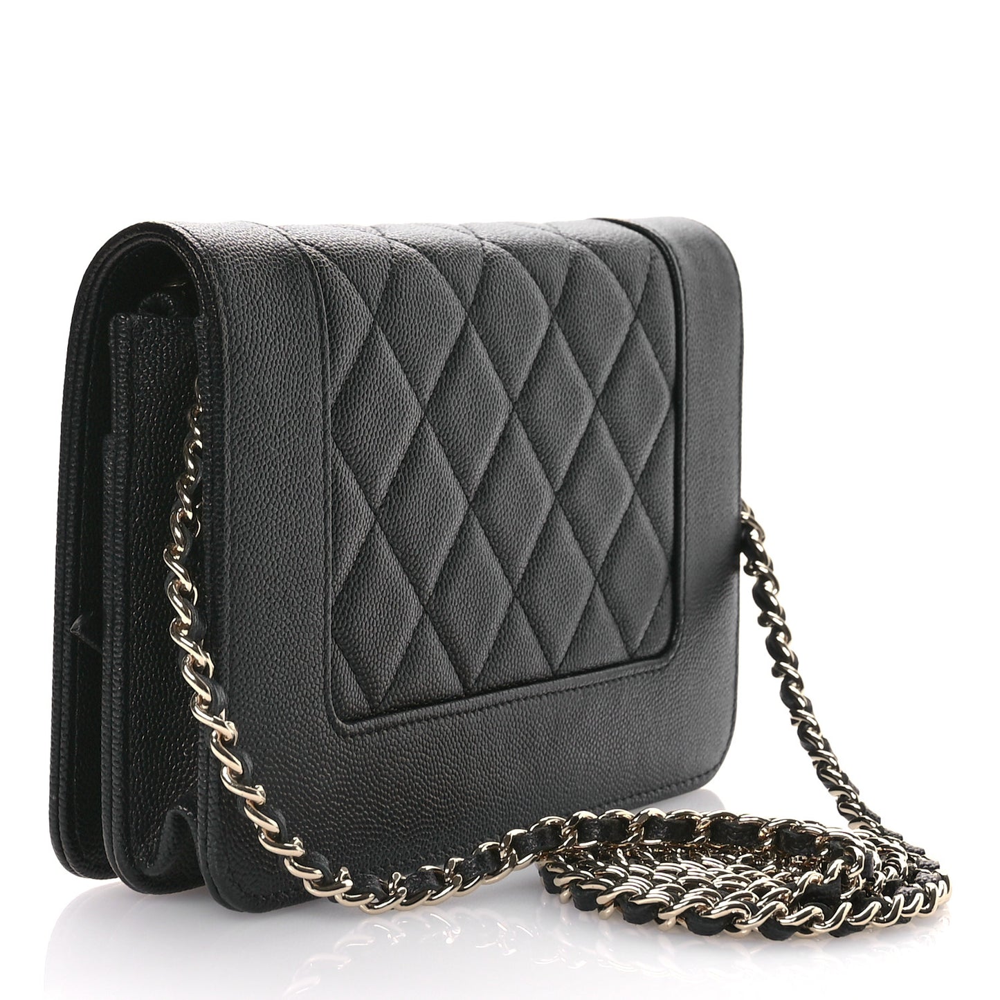 Caviar Quilted Vintage Mademoiselle Wallet On Chain WOC Black