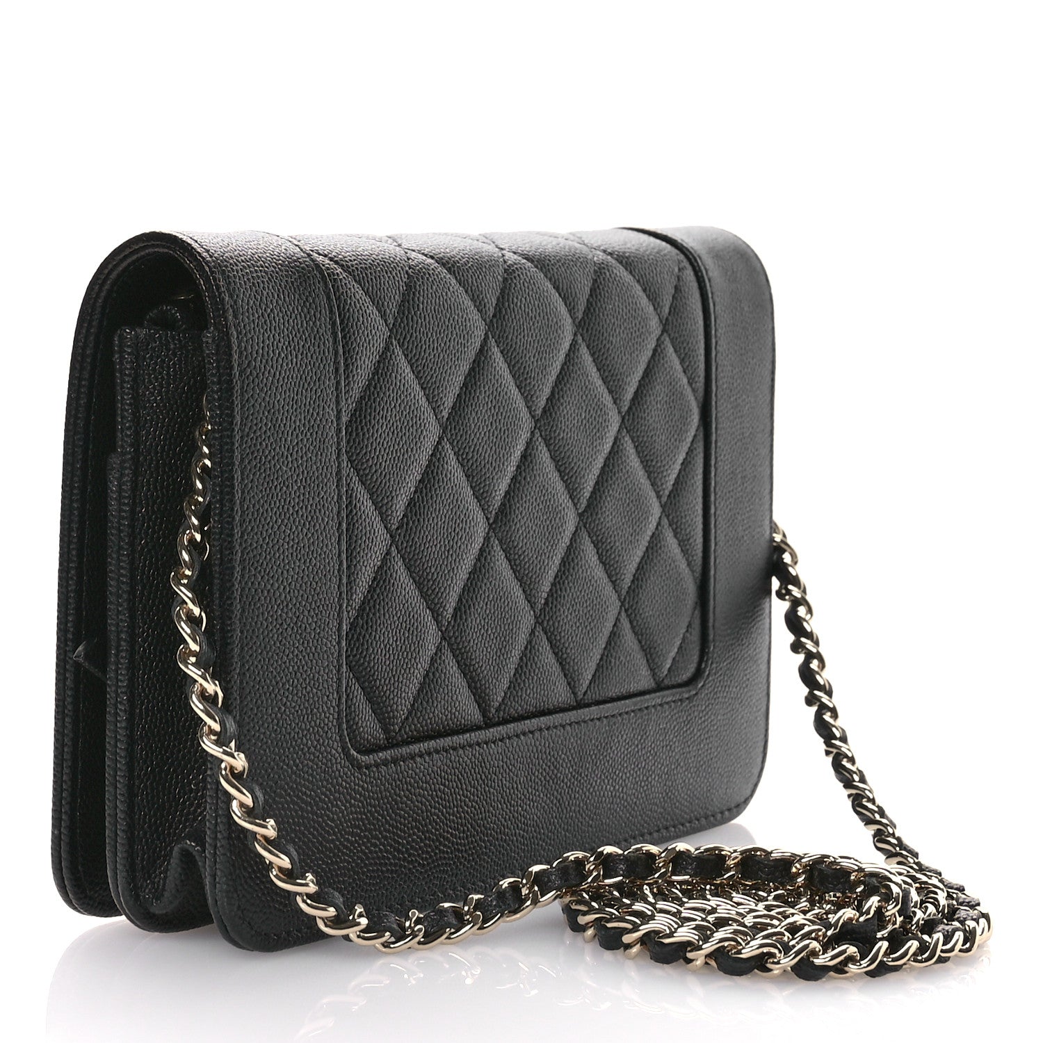 Chanel Caviar Quilted Vintage Mademoiselle Wallet On Chain WOC Black 3 of 12