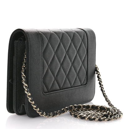 Chanel Caviar Quilted Vintage Mademoiselle Wallet On Chain WOC Black 3 of 12