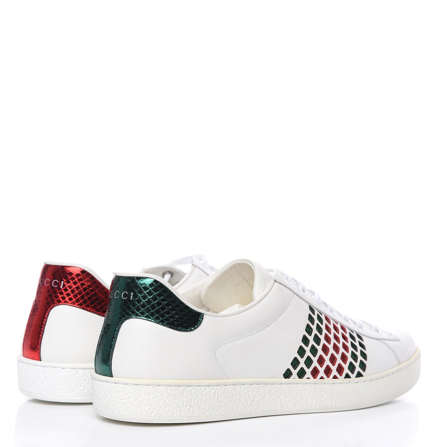 Calfskin Mens Ace Sneakers 10.5 White Green
