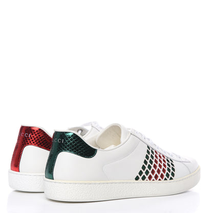 Gucci Calfskin Mens Ace Sneakers 10.5 White Green 4 of 11