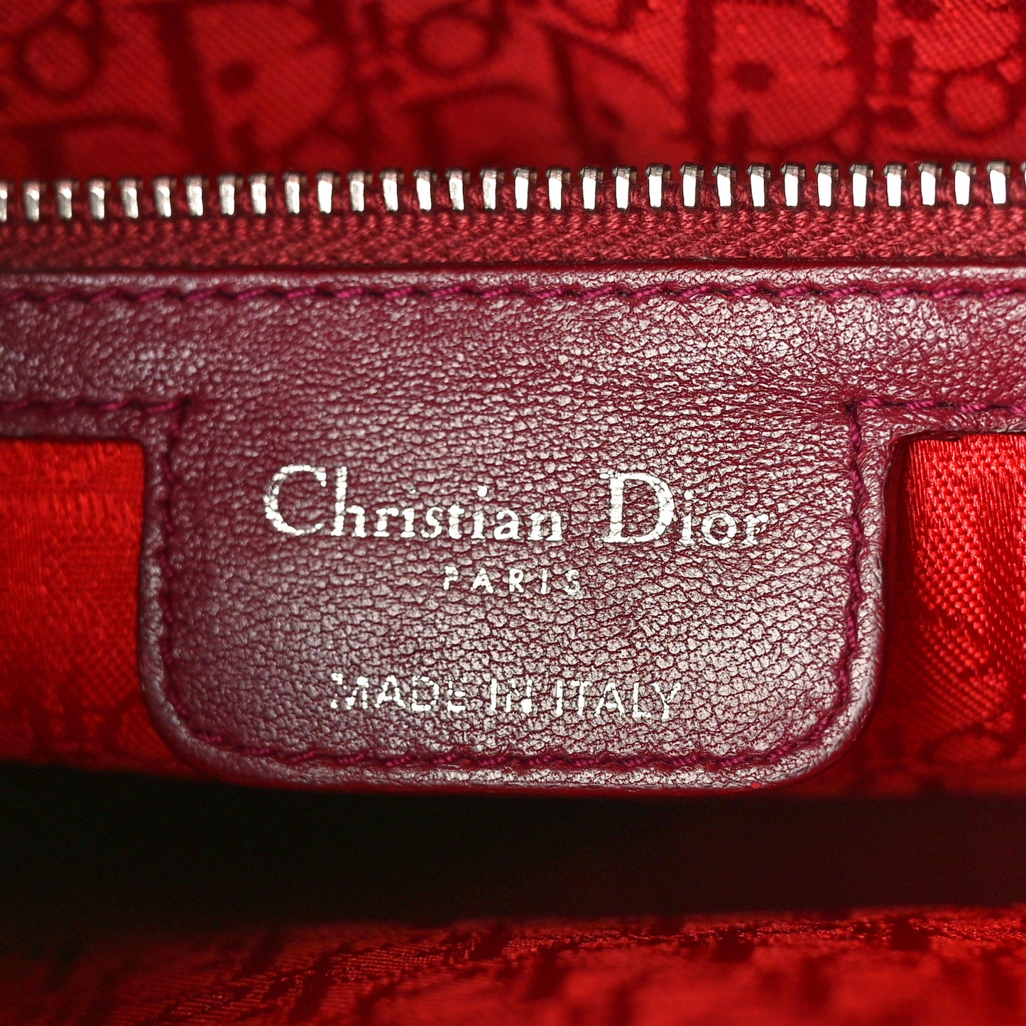 Lambskin Cannage Large Lady Dior Burgundy